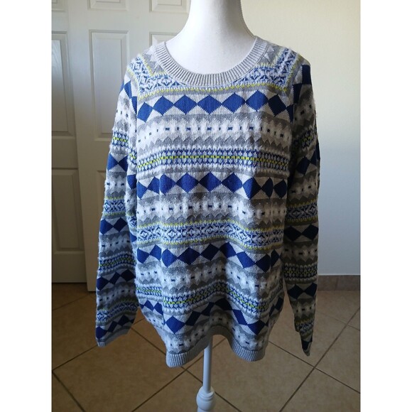 Style & Co Fair Isle Crew-Neck Sweater Gray Size 2XL - Picture 2 of 16